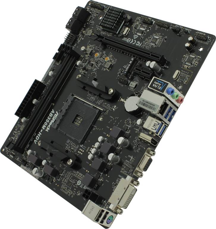    SocAM4 ASRock AB350M-HDV R3.0(RTL)[B350]PCI-E Dsub+DVI+HDMI GbLAN SATA RAID Mi