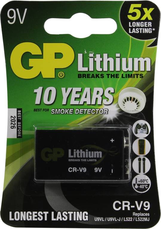  .  GP Lithium CR-V9SD (Li, 9V),  