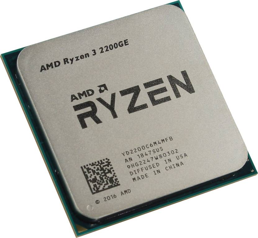   AMD Ryzen 3 2200GE (YD2200C) 3.2 GHz/4core/SVGA RADEON Vega 8/2+4Mb/35W Socket AM4