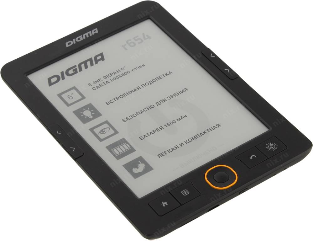    Digma R654(6,mono,,800x600,4Gb,FB2/PDF/DJVU/RTF/CHM/EPUB/DOC/JPG/BMP,mic