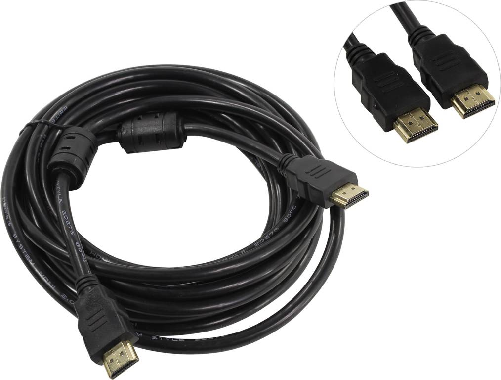 купить Кабель HDMI to HDMI (19M -19M)  5.0м (2 фильтра) v2.0 5bites [APC-200-050F]