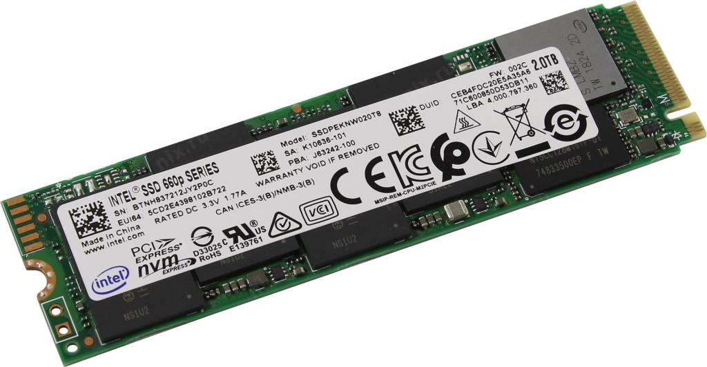   SSD 2 Tb M.2 2280 M Intel 660P Series [SSDPEKNW020T8X1] 3D QLC