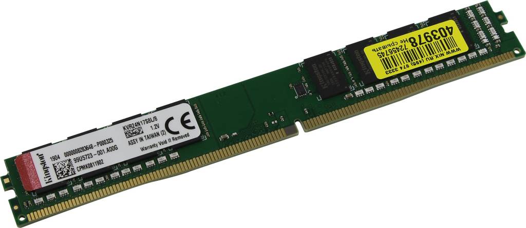    DDR4 DIMM  8Gb PC-19200 Kingston [KVR24N17S8L/8] CL17