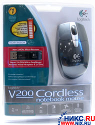   USB Logitech V200 Cordless Optical Notebook Mouse Black (RTL) 3.( ) [9313