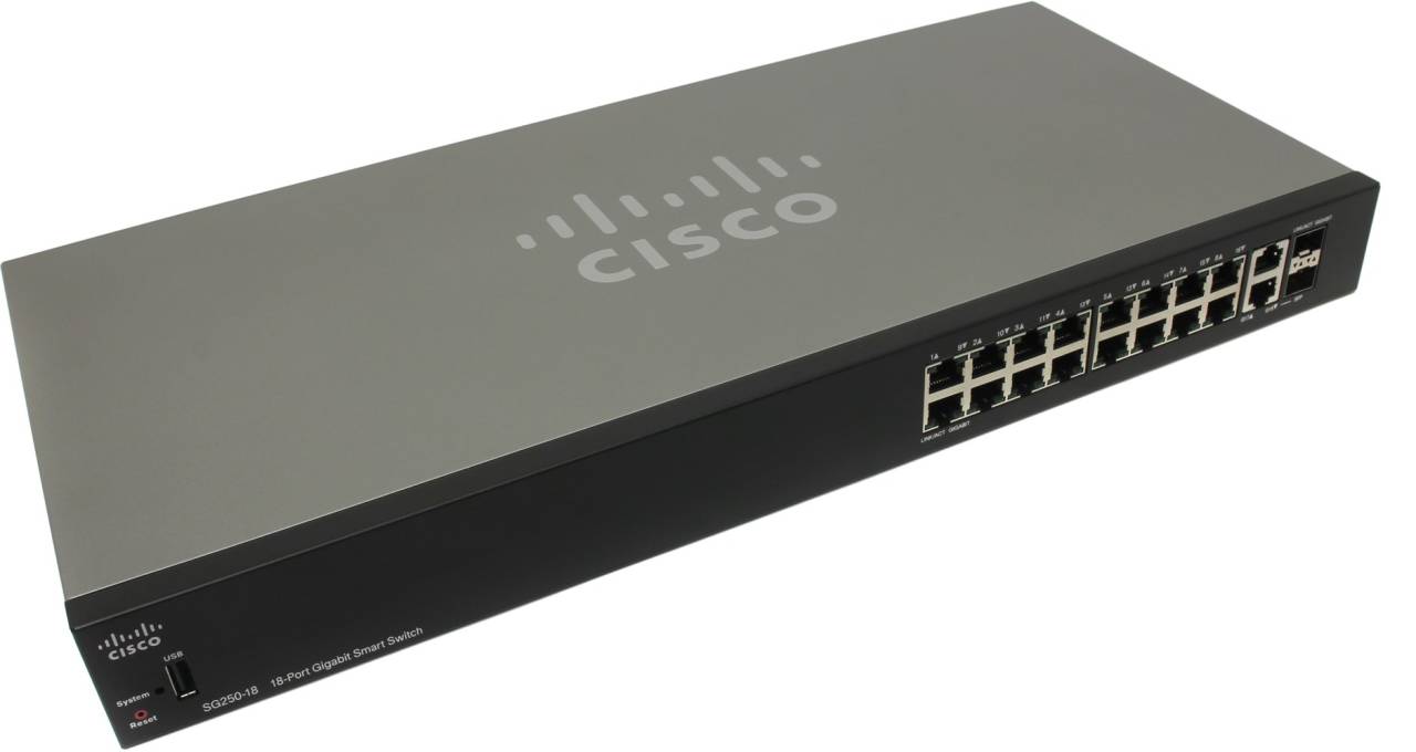   Cisco [SG250-18-K9-EU] 18-Port Gigabit Smart Switch (18UTP 1000Mbps)