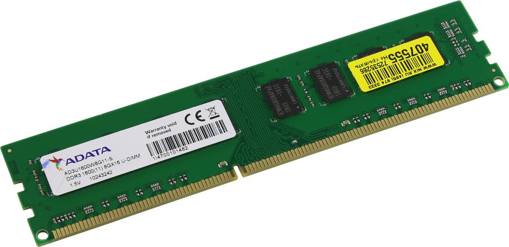    DDR3 DIMM  8Gb PC-12800 ADATA [AD3U1600W8G11-S]