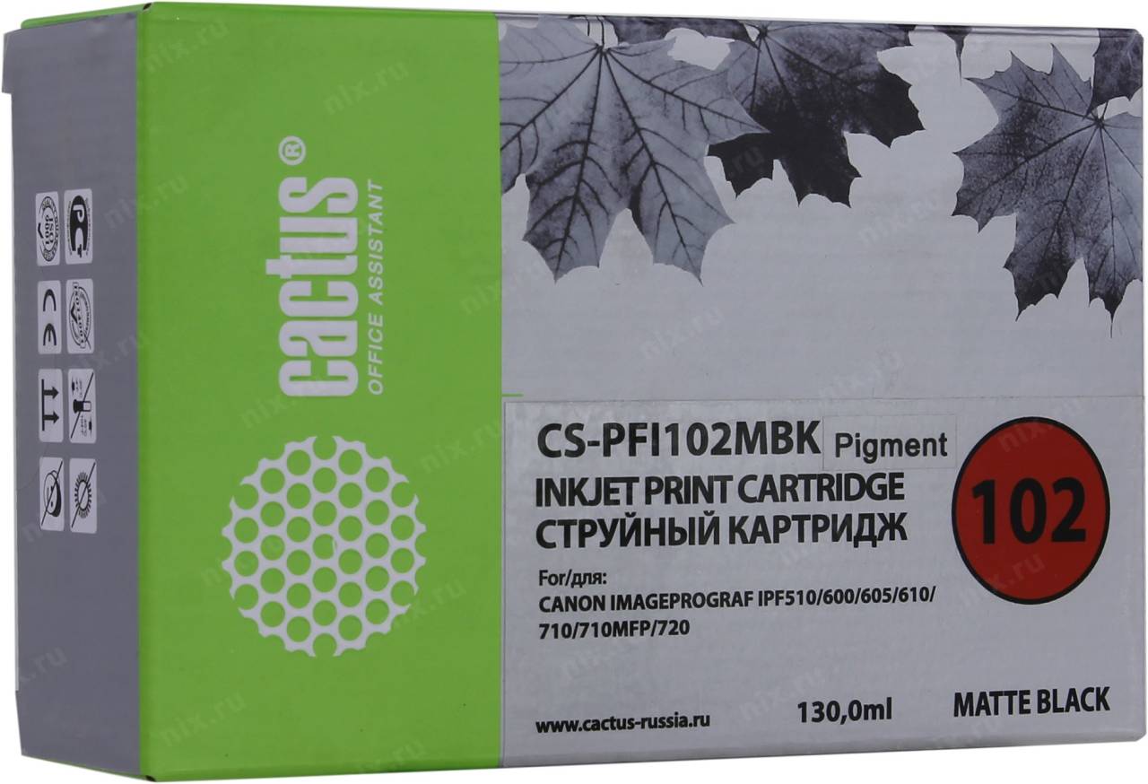 купить Картридж Cactus CS-PFI102MBK Matte Black для Canon iPF500/600/605/610/710/720