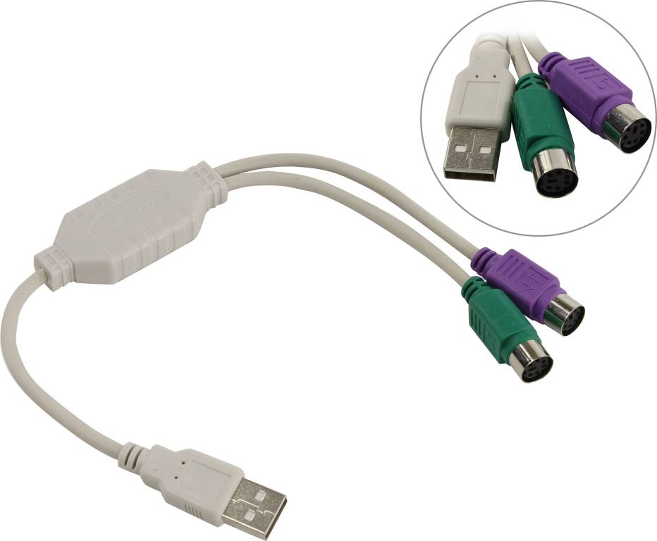 купить Переходник USB(M) -- > 2xPS/2(F) Telecom [TUS7057]