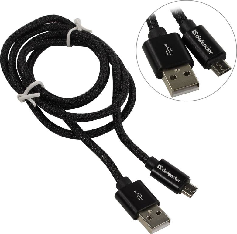 купить Кабель USB 2.0 AM-- >micro-B 1.0м Black Defender [87802]