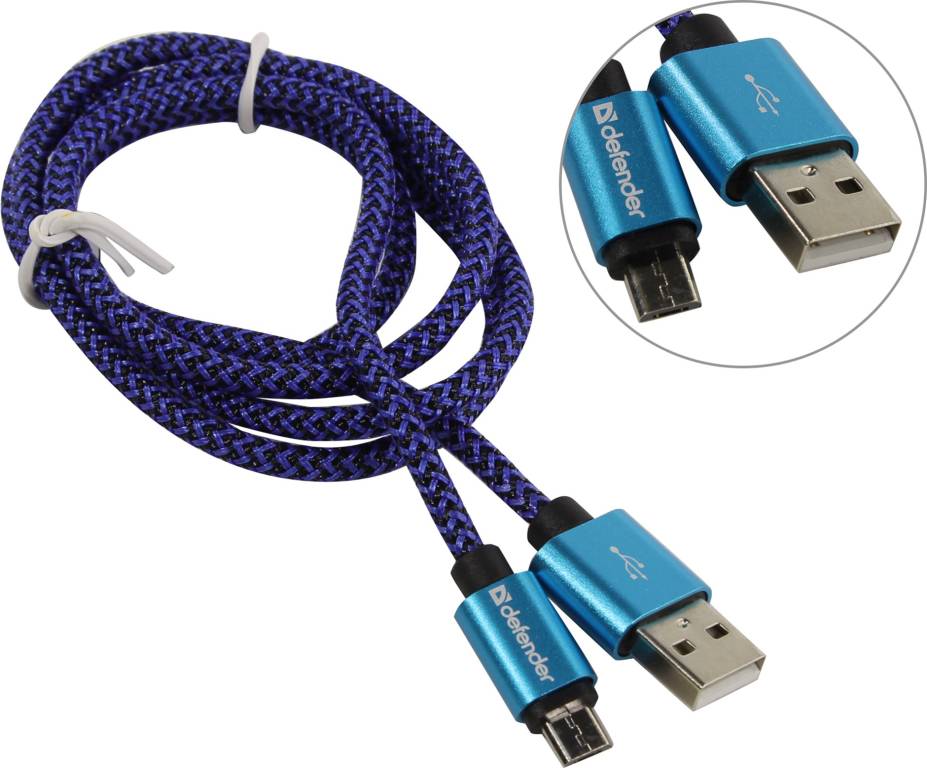   USB 2.0 AM-- >micro-B 1.0 Blue Defender [87805]