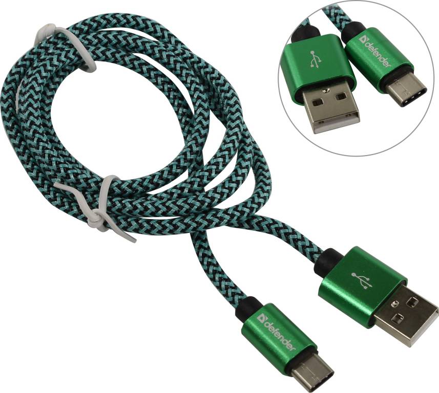 купить Кабель USB2.0 AM-- >USB-C M 1.0м Green Defender [87815]