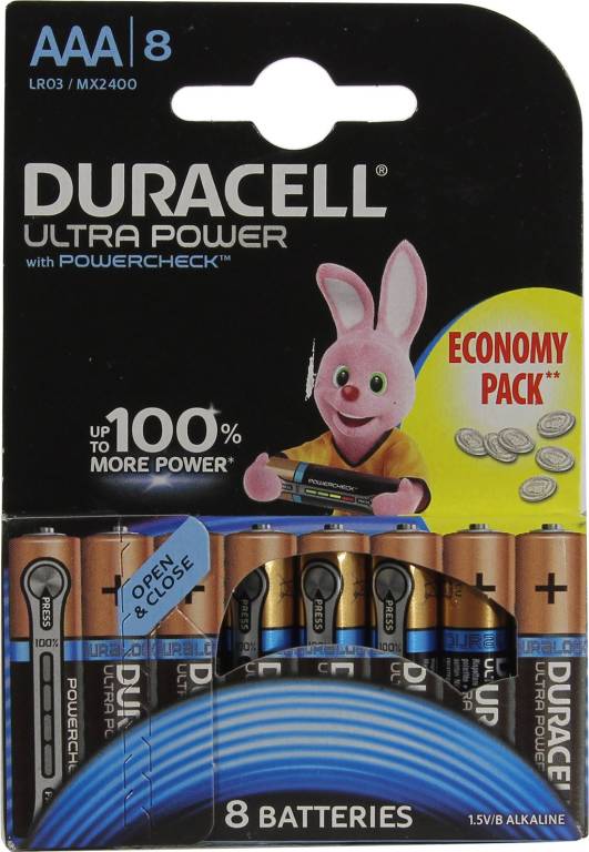  .  Duracell ULTRA POWER MX2400-8 (LR03) SizeAAA, 1.5V,  (alkaline) [. 8 ]