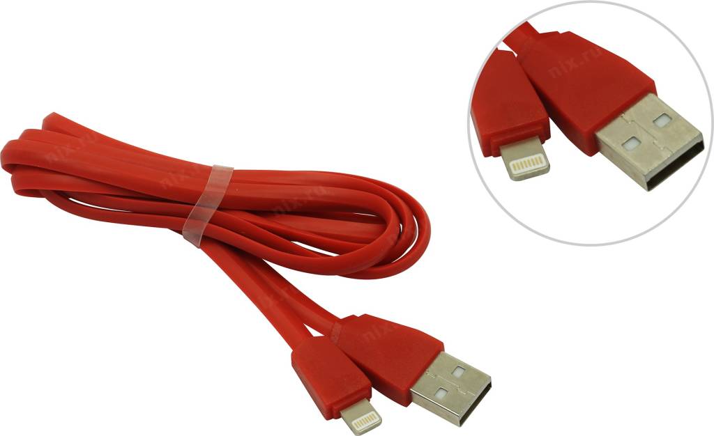 купить Кабель USB AM-- >Lightning 1.2.0м Smartbuy [iK-512r red]