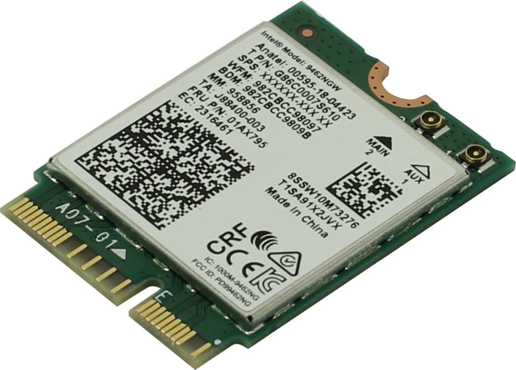   Intel Wireless-AC 9462 [9462NGW] (OEM) M.2 WiFi a/b/g/n/ac + BT (OEM)