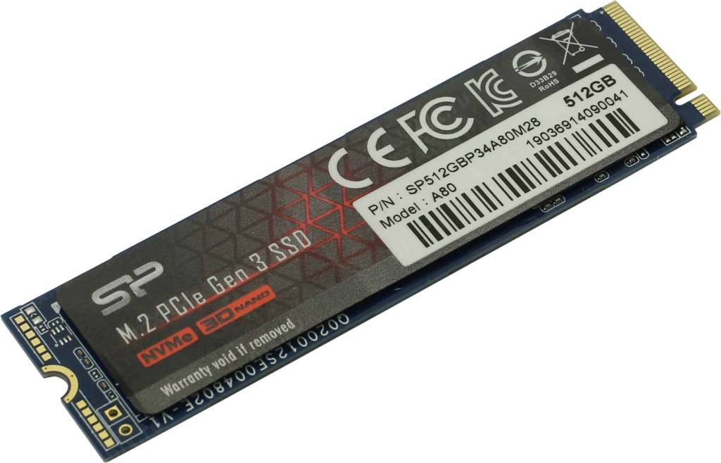   SSD 512 Gb M.2 2280 M Silicon Power [SP512GBP34A80M28] 3D TLC