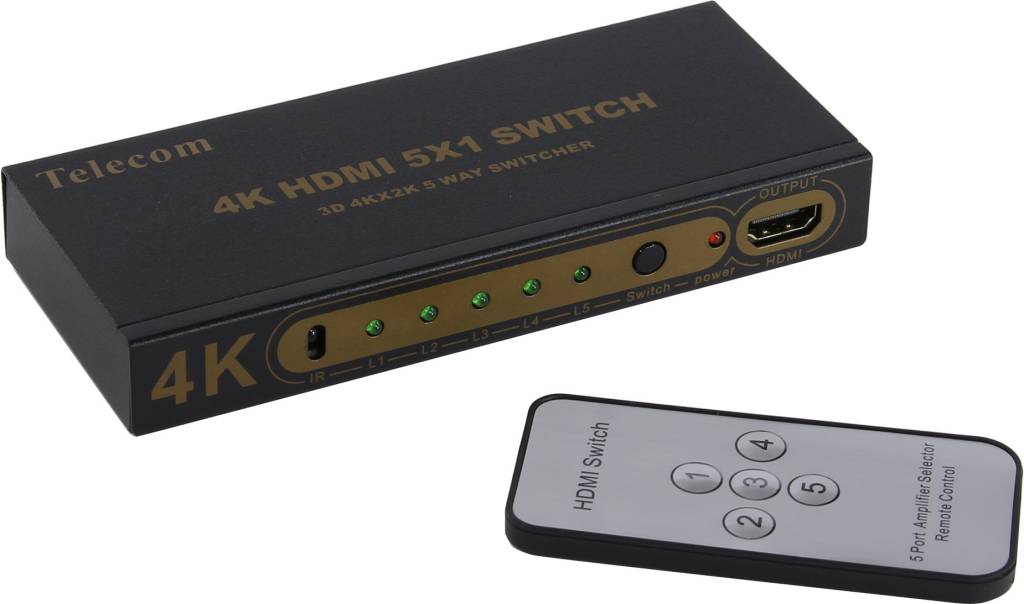   Telecom [TTS7105] 5-port HDMI Switch (5in - > 1out, ver1.4, )
