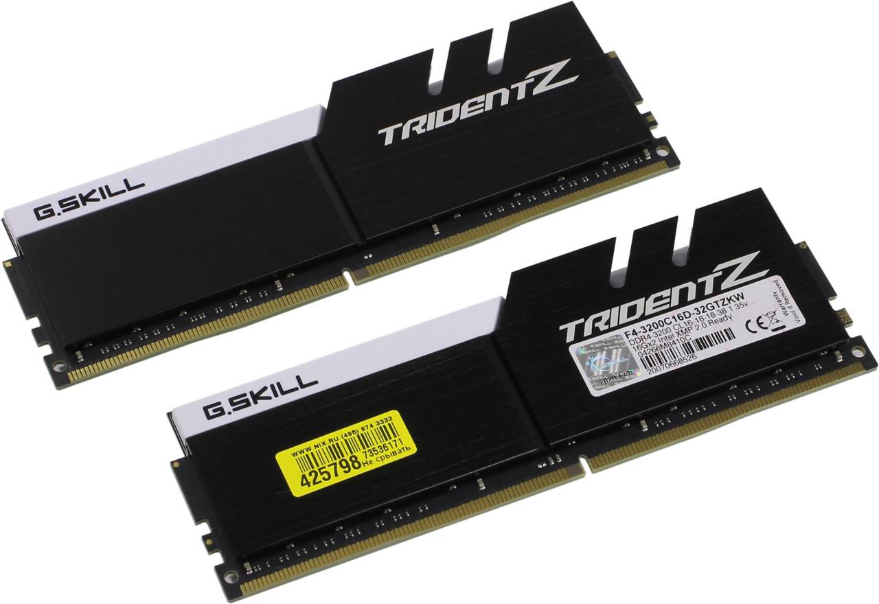    DDR4 DIMM 32Gb PC-25600 G.Skill TridentZ [F4-3200C16D-32GTZKW] KIT 2*16Gb CL16