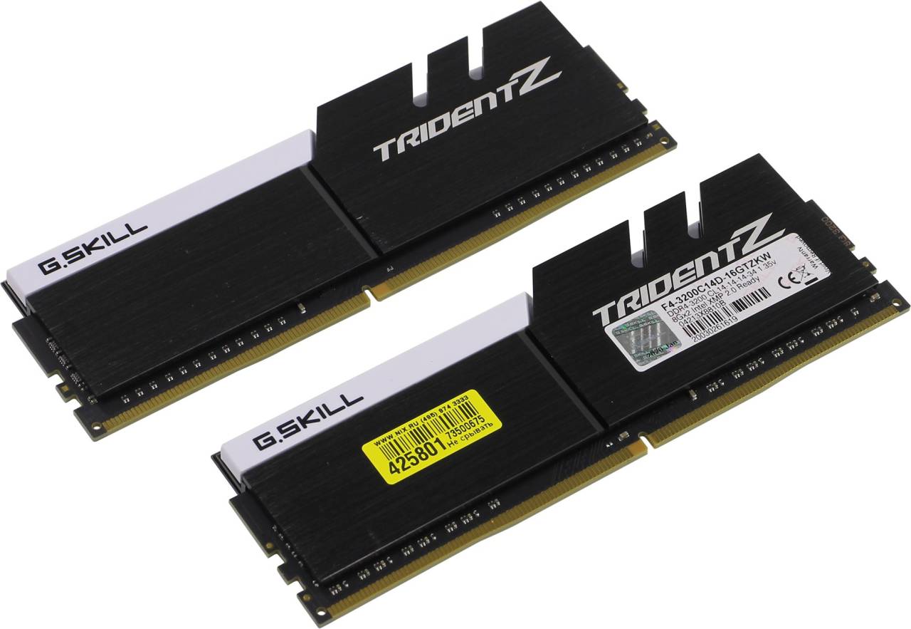   DDR4 DIMM 16Gb PC-25600 G.Skill TridentZ [F4-3200C14D-16GTZKW] KIT 2*8Gb CL14
