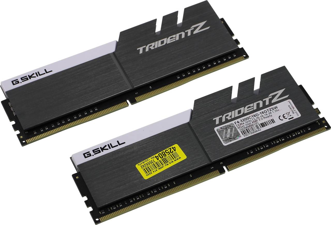    DDR4 DIMM 16Gb PC-25600 G.Skill TridentZ [F4-3200C16D-16GTZSW] KIT 2*8Gb CL16