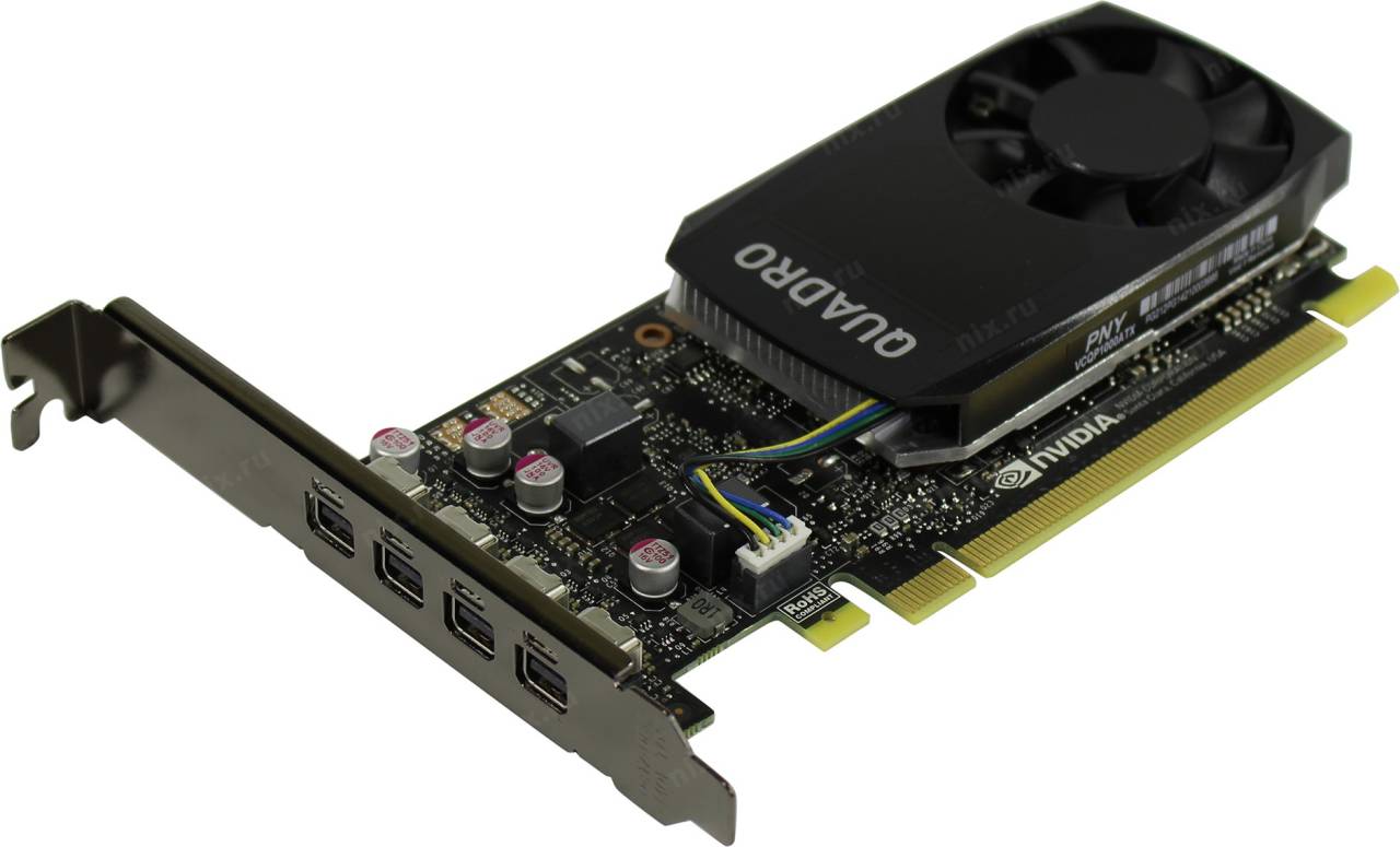   PCI-E 4Gb GDDR5 PNY VCQP1000-SB (RTL) 4xminiDP [NVIDIA Quadro P1000]
