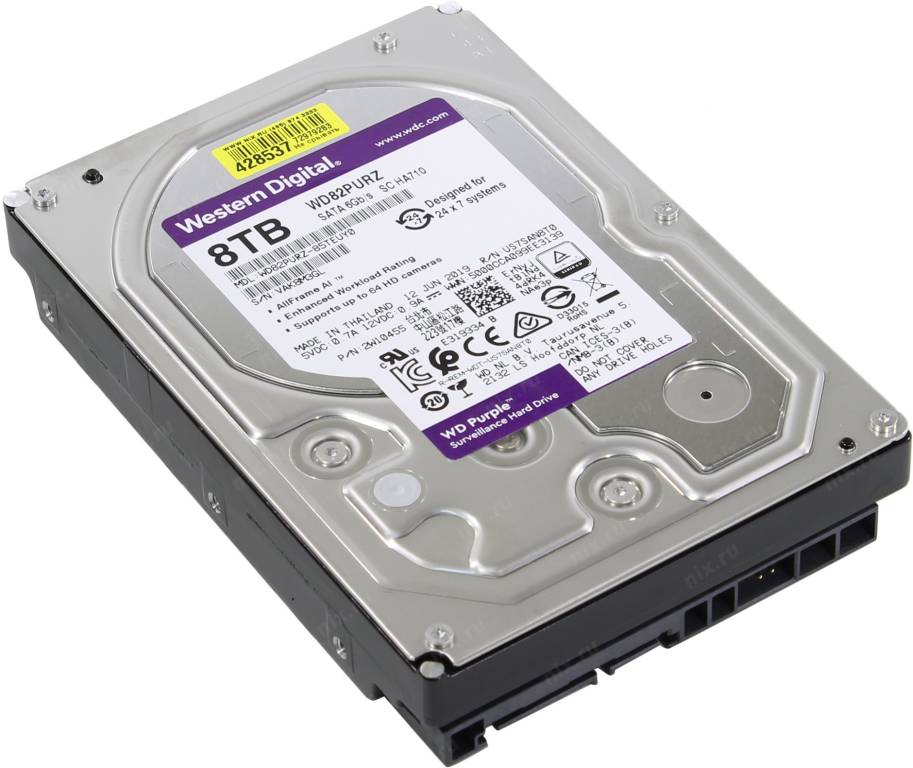 купить Жесткий диск 8 Tb SATA-III Western Digital Purple [WD82PURZ] 3.55” 7200rpm 256Mb