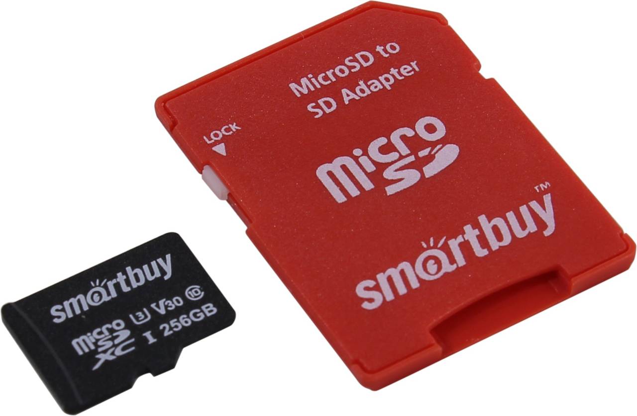    microSDXC 256Gb SmartBuy [SB256GBSDCL10U3-01] UHS-I U3 V30+microSD-- >SD Adapt