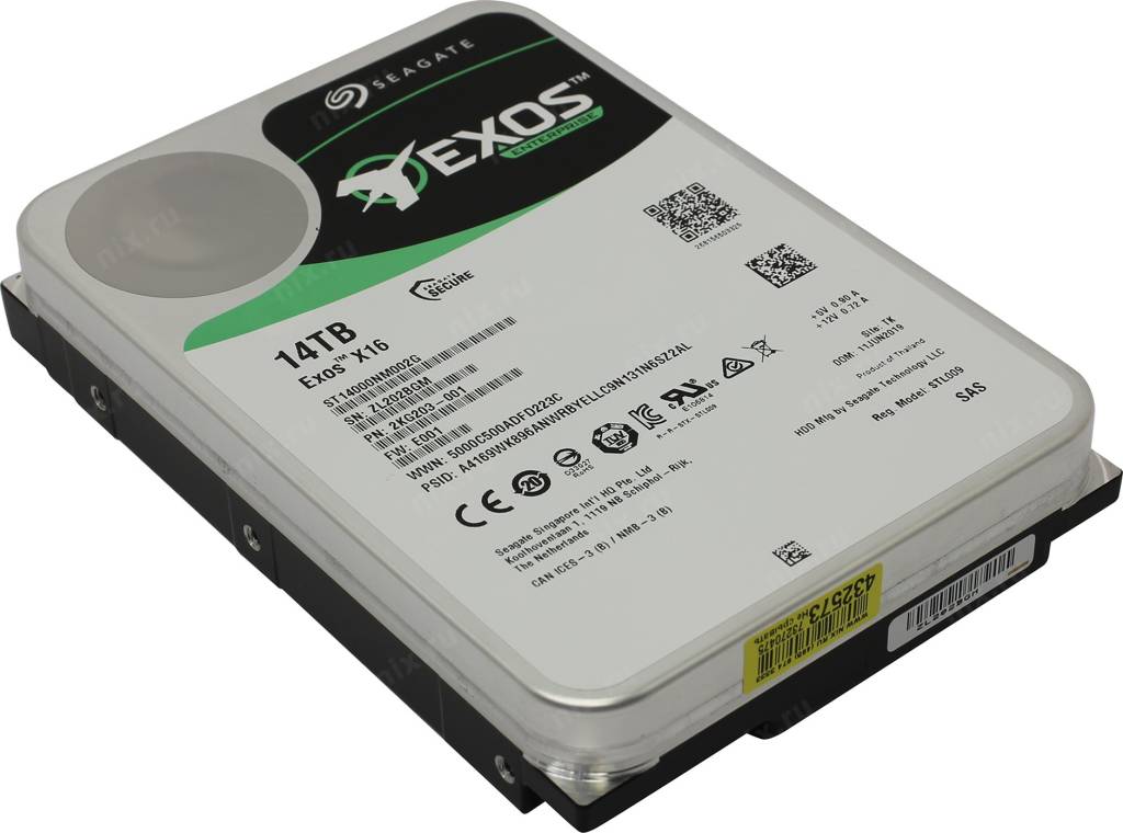 купить Жесткий диск 14 Tb SAS 12Gb/s Seagate Exos X16 [ST14000NM002G] 3.5” 7200rpm 256Mb