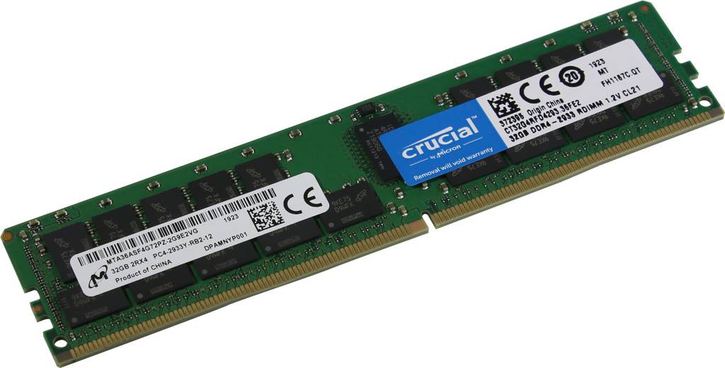    DDR4 RDIMM 32Gb PC-23400 Crucial [CT32G4RFD4293] CL21 ECC Registered