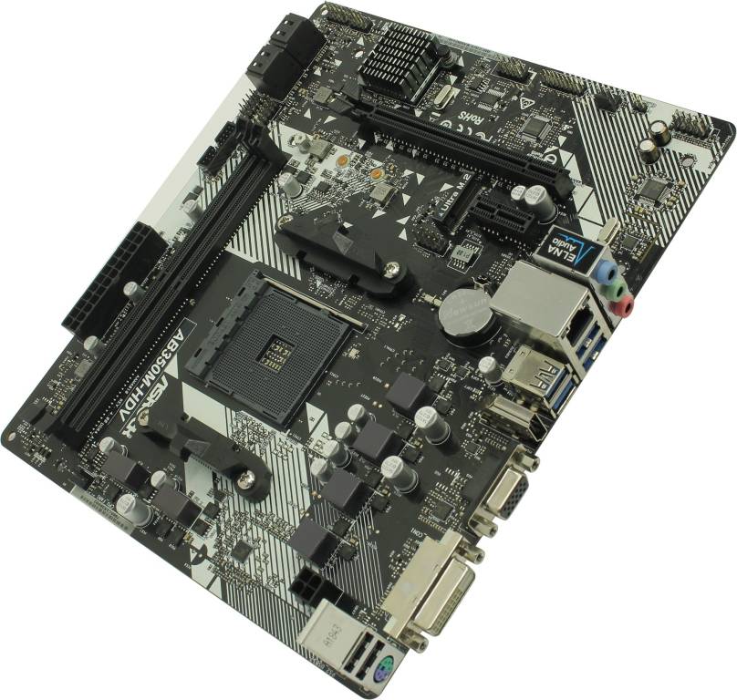    SocAM4 ASRock AB350M-HDV R4.0(RTL)[B350]PCI-E Dsub+DVI+HDMI GbLAN SATA RAID Mi