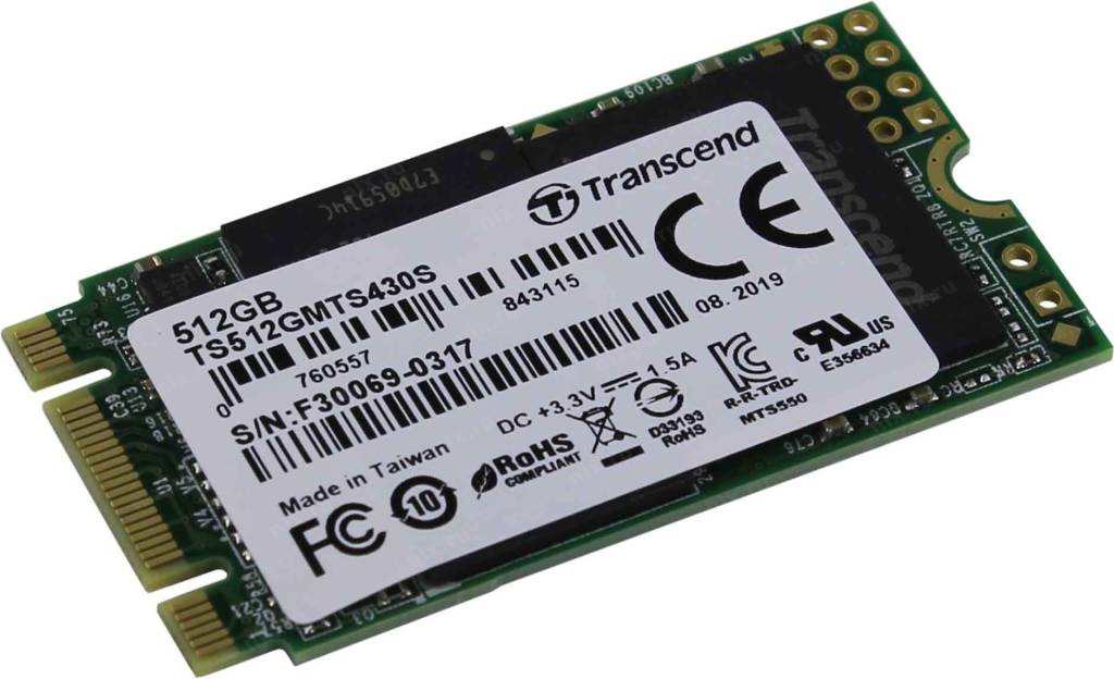   SSD 512 Gb M.2 2242 B&M SATA-III Transcend 430S [TS512GMTS430S] 3D TLC