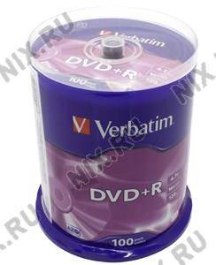 купить Диск DVD+R Verbatim 16x 4.7Gb (100 шт) Cake Box 43551