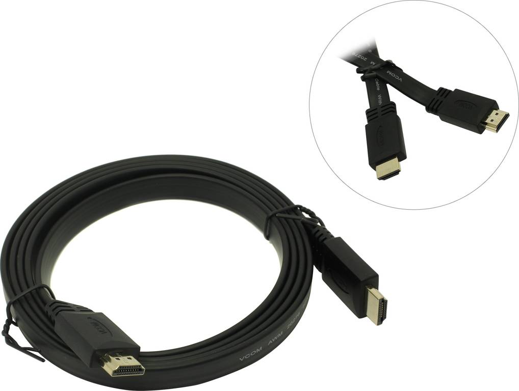 купить Кабель HDMI to HDMI (19M -19M)  1.8м ver2.0 (плоский) VCOM [CG522F-1.8м]
