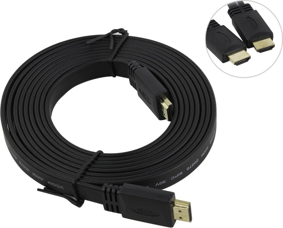 купить Кабель HDMI to HDMI (19M -19M)  3.0м ver2.0 (плоский) VCOM [CG522F-3м]