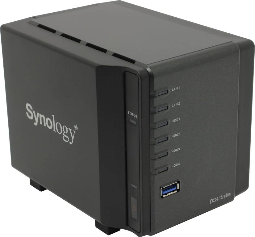     Synology[DS419slim]Disk Station(4x2.5 HDD/SSD SATA,RAID 0/1/5/5+/6/10/JBOD,