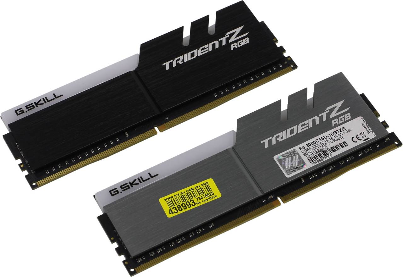    DDR4 DIMM 16Gb PC-24000 G.Skill TridentZ RGB [F4-3000C15D-16GTZR] KIT 2*8Gb CL15
