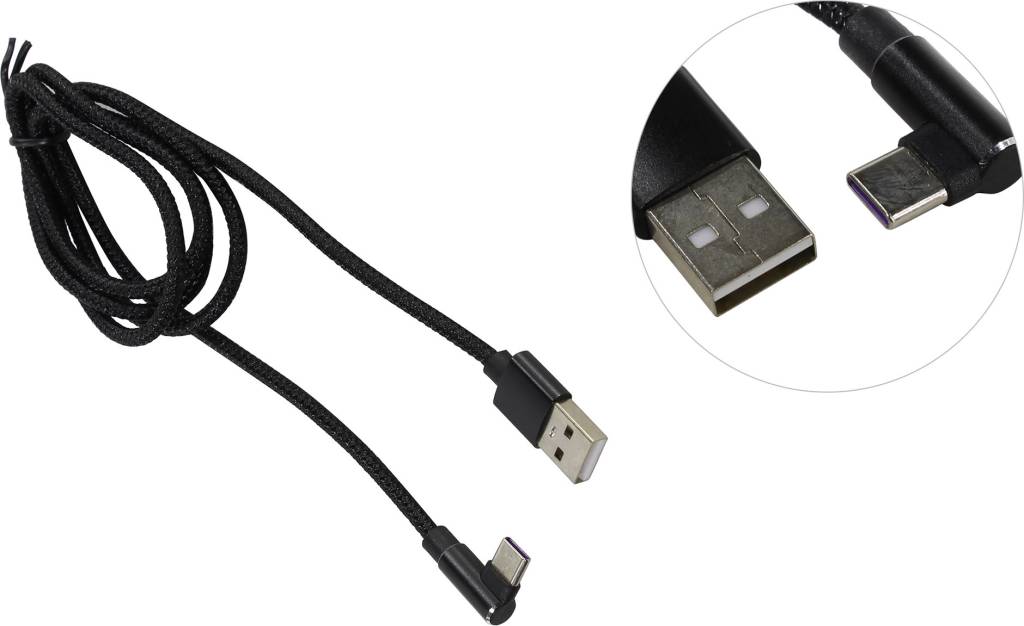 купить Кабель USB 2.0 AM - > USB-C M 1м, Г-образный коннектор Jet.A [JA-DC35 1м Black]