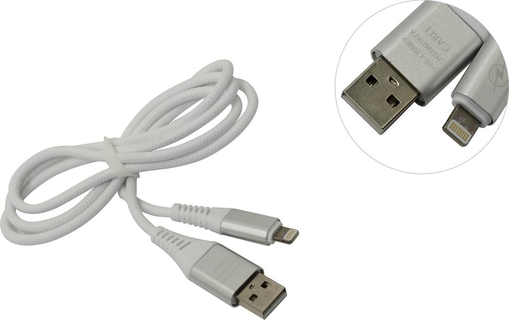 купить Кабель USB AM-- >Lightning 1м Smartbuy [iK-512ERG white]