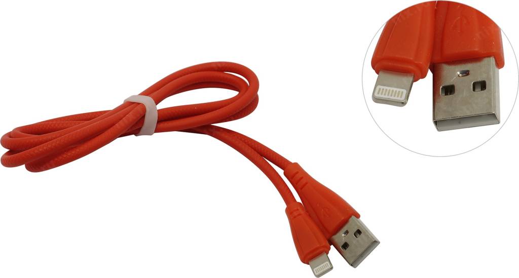 купить Кабель USB AM-- >Lightning 1м Smartbuy [iK-512RG red]