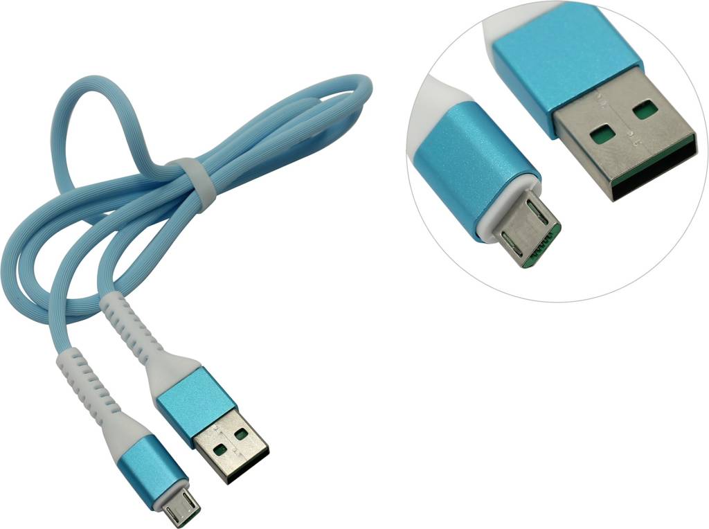   USB AM-- >micro-B 1 Smartbuy [iK-12FL blue]
