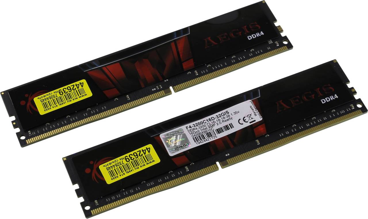    DDR4 DIMM 32Gb PC-25600 G.Skill Aegis [F4-3200C16D-32GIS] KIT 2*16Gb CL16