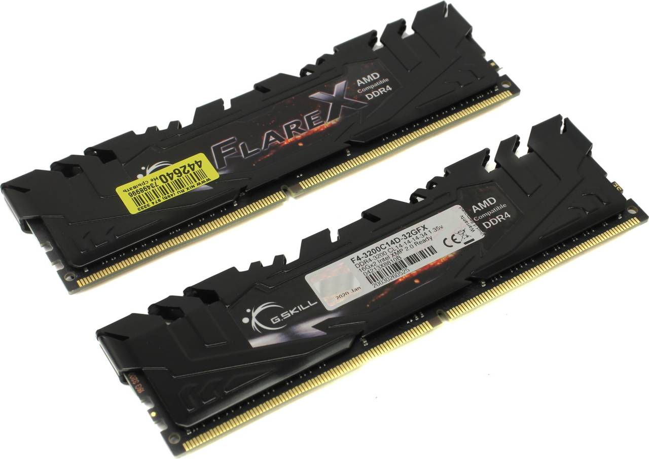    DDR4 DIMM 32Gb PC-25600 G.Skill FlareX [F4-3200C14D-32GFX] KIT 2*16Gb CL14