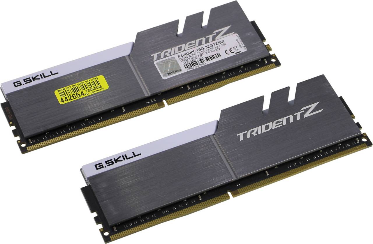    DDR4 DIMM 32Gb PC-32000 G.Skill TridentZ [F4-4000C19D-32GTZSW] KIT 2*16Gb CL19