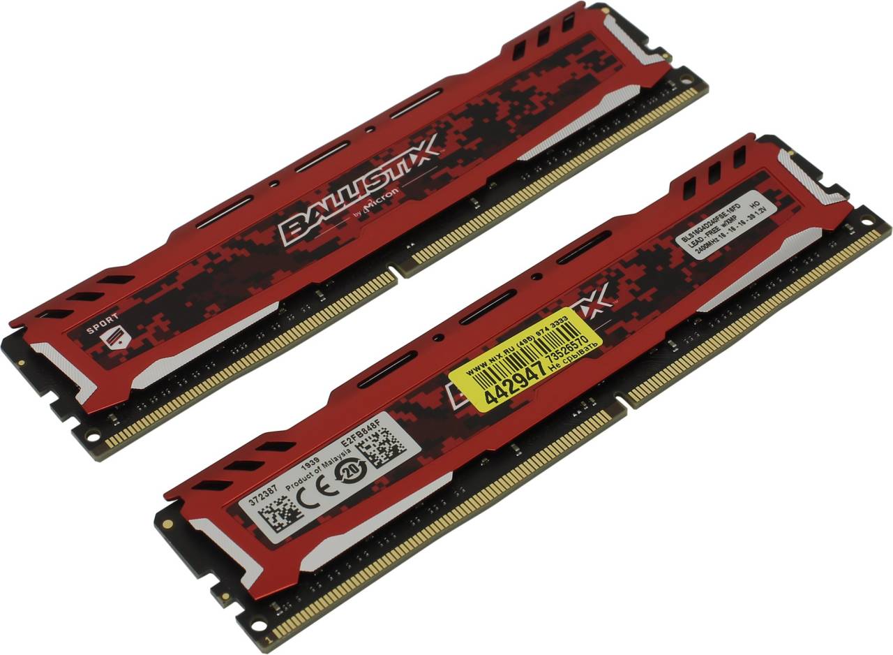    DDR4 DIMM 32Gb PC-19200 Crucial Ballistix [BLS2K16G4D240FSE] KIT 2*16Gb