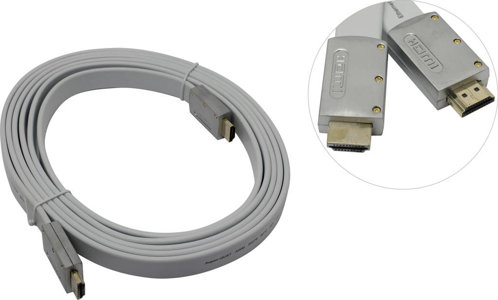 купить Кабель HDMI to HDMI (19M -19M)  3.0м ver2.0 (плоский, белый) AOpen [ACG568F-S-3м]