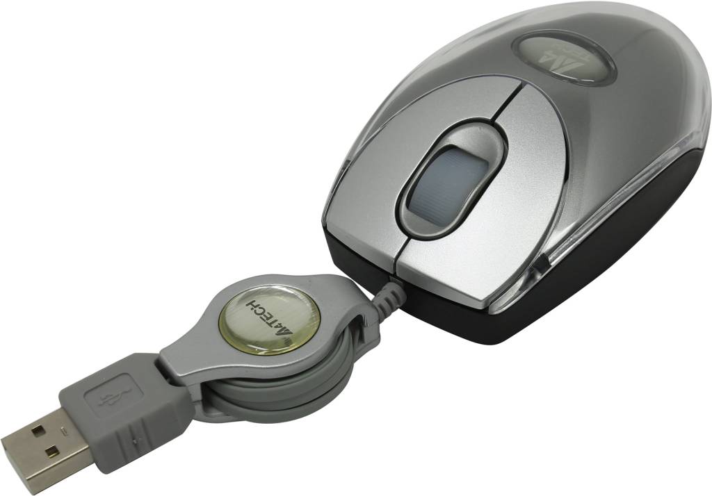   USB A4-Tech Retractable Mini Optical Notebook Mouse[BW-18K-Silver(3)](RTL)3.( ) 