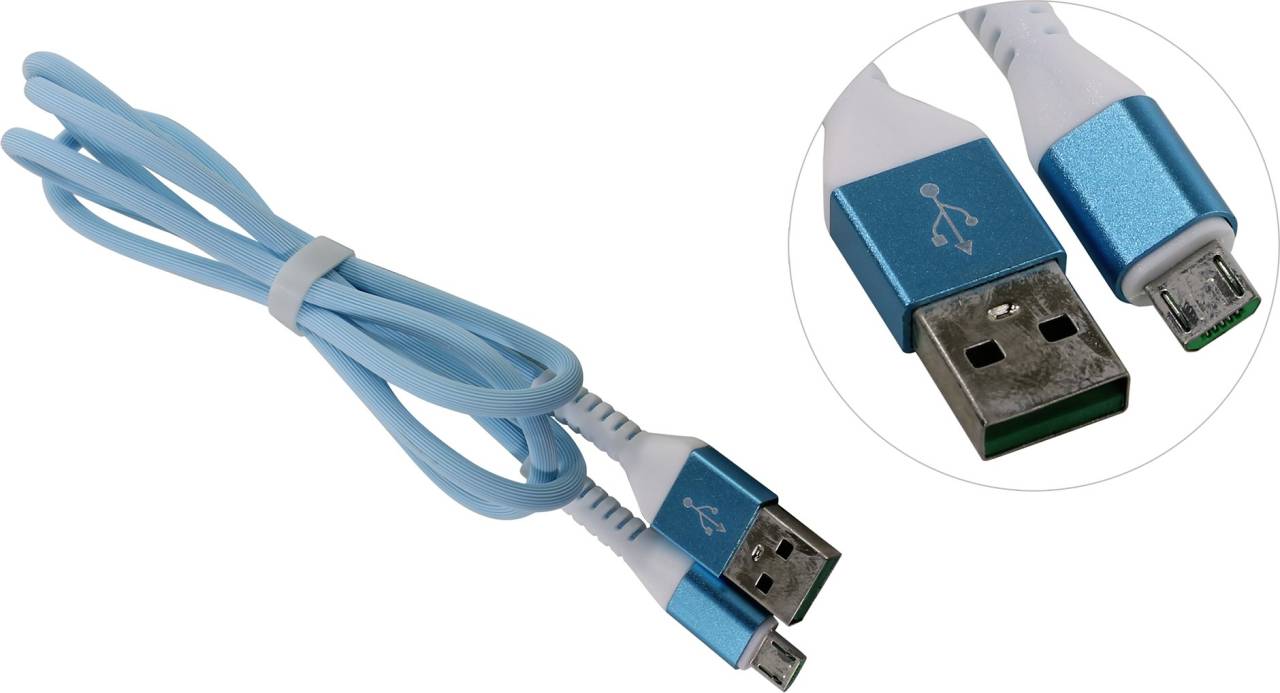   USB AM-- >micro-B 1 Smartbuy [iK-12FLbox blue]
