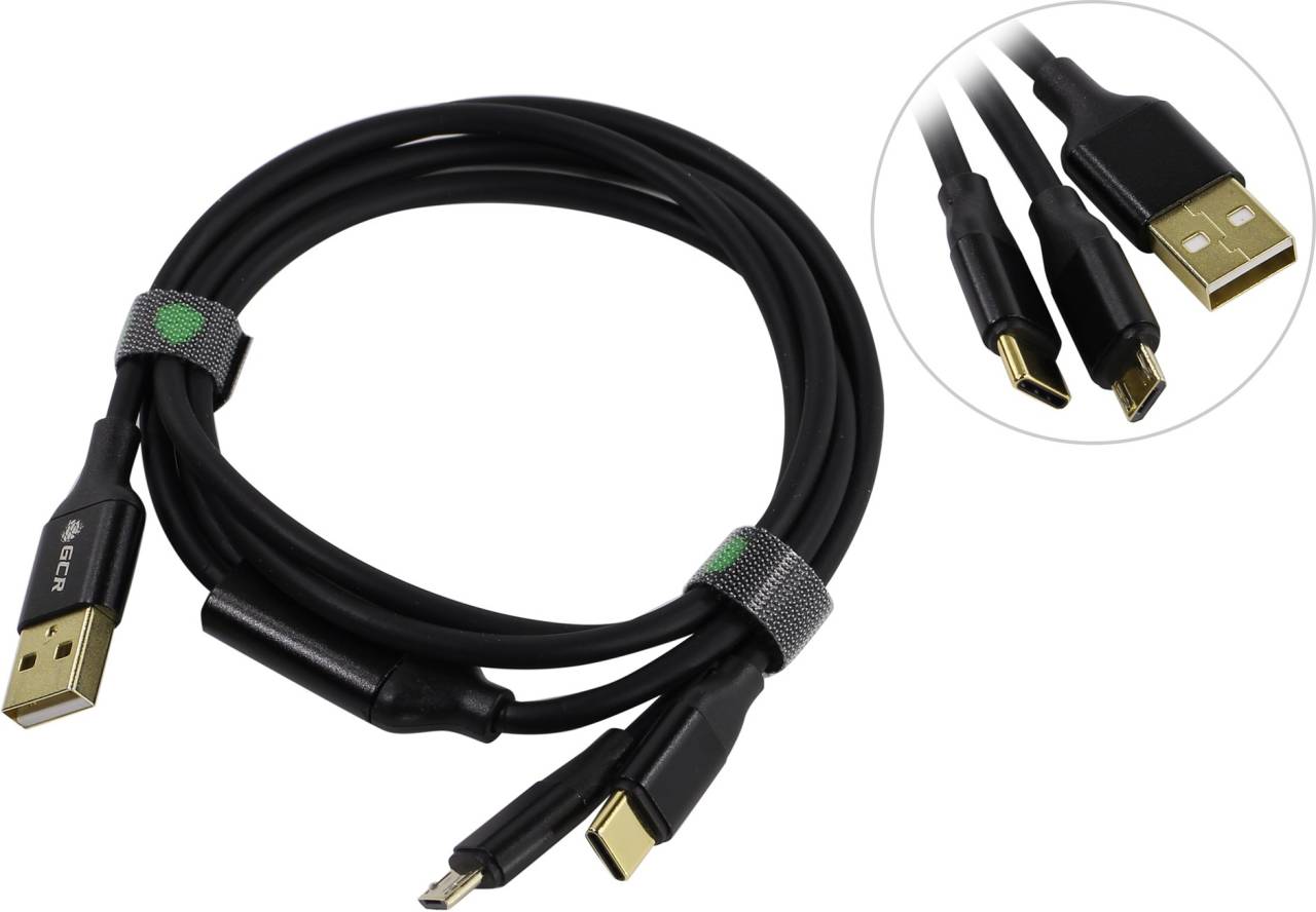   USB AM -- > micro-B/USB-C 1 Greenconnect [GCR-51666-1m]