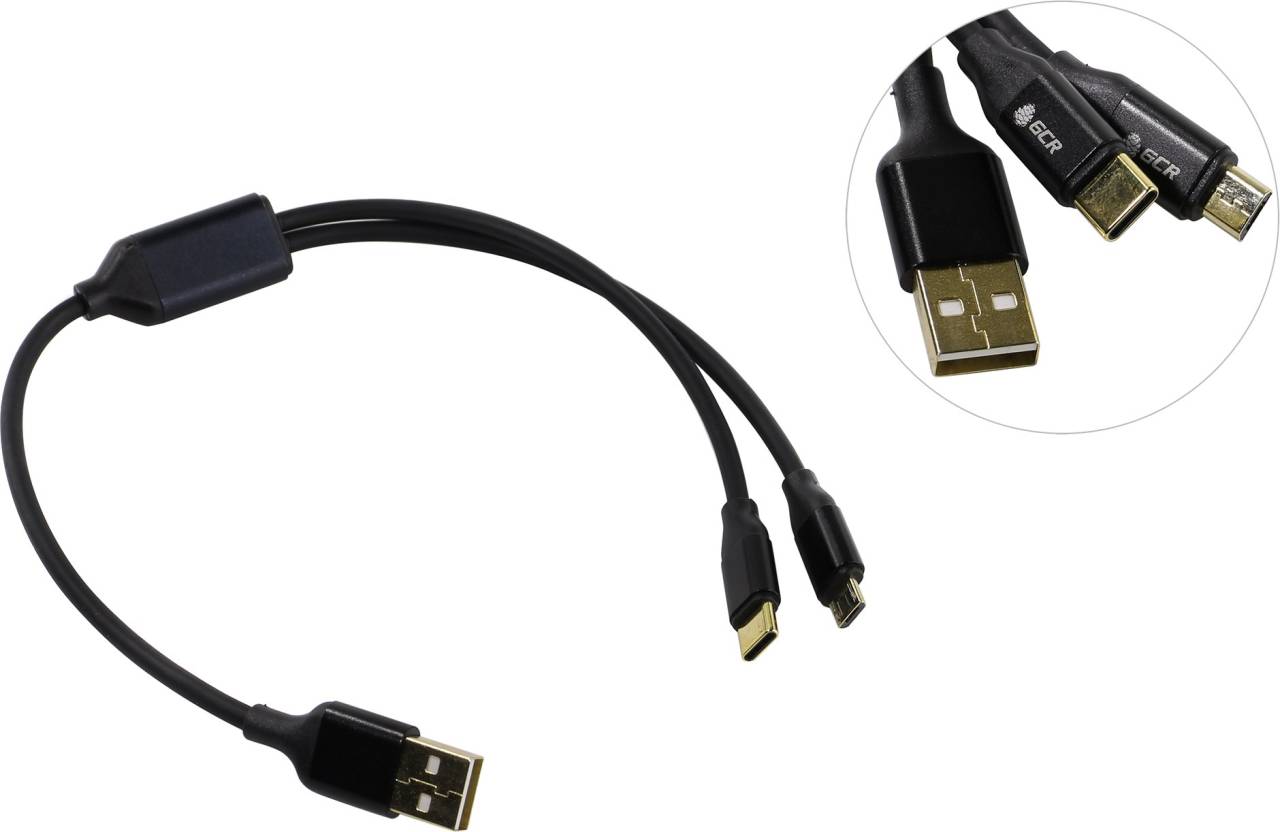   USB AM -- > micro-B/USB-C 0.3 Greenconnect [GCR-51669-0.3m]