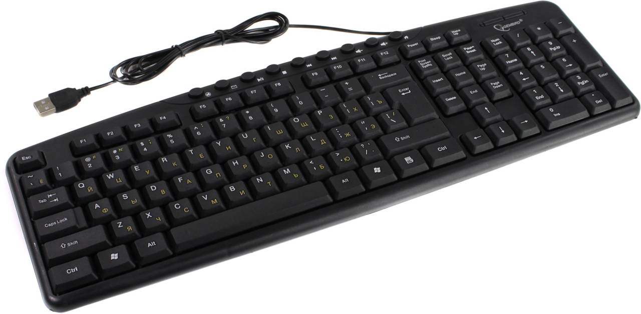 купить Клавиатура USB Gembird KB-8340UM-BL, USB, черный, 107 клавиш + 9 доп. клавиш, кабель 1.7 метра