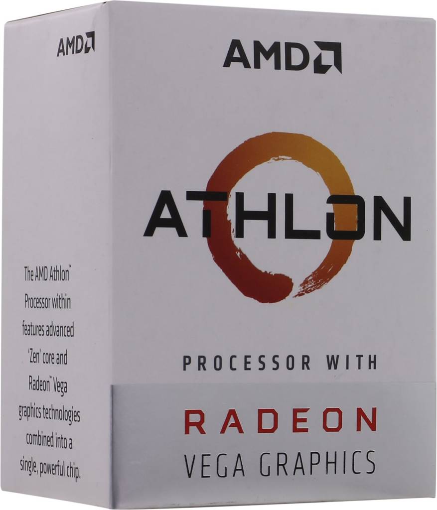   AMD Athlon 3000G BOX (YD3000C6) 3.5 GHz/2core/SVGA RADEON Vega 3/1+4Mb/35W Socket  AM4